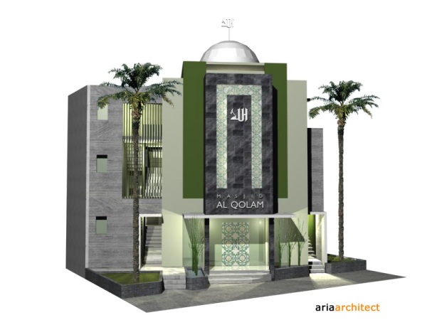 desain masjid prespektif view